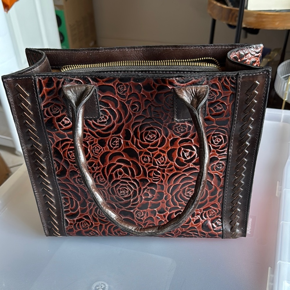 Patricia Nash Embossed Brown Tote Bag